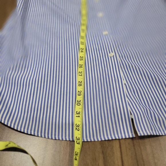 NWOT Chico's Women's Blue/White Stripe Rhinestone Collar Button Up Top Sz 3 - Picture 9 of 12